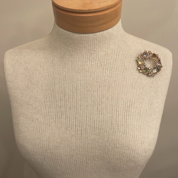 Monet Antique Gold-tone Scroll Pin with Rhinestones - Picture 8 of 16